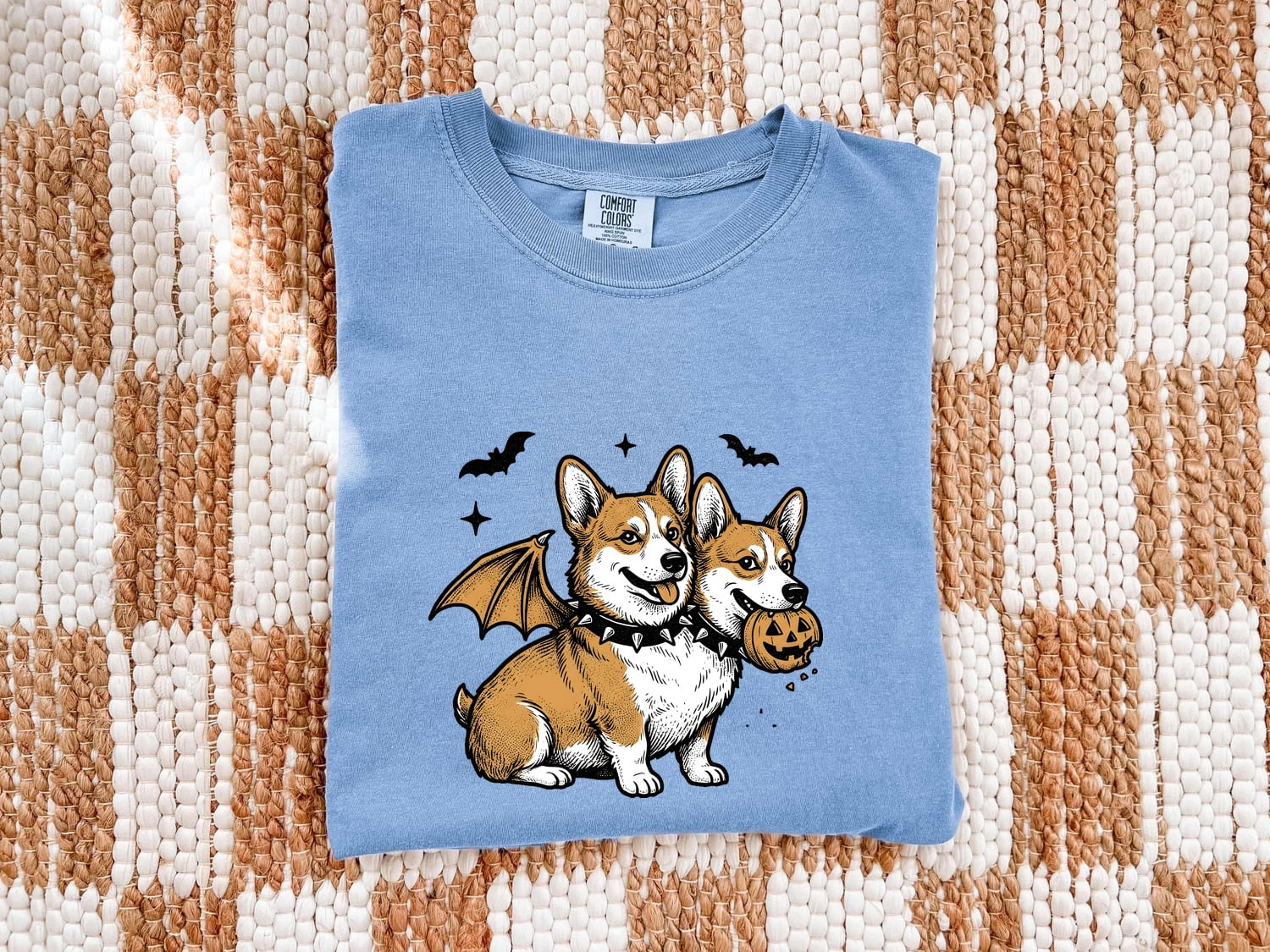 Halloween Corgi Shirt for Women – Spooky Line Art Dog Graphic Tee