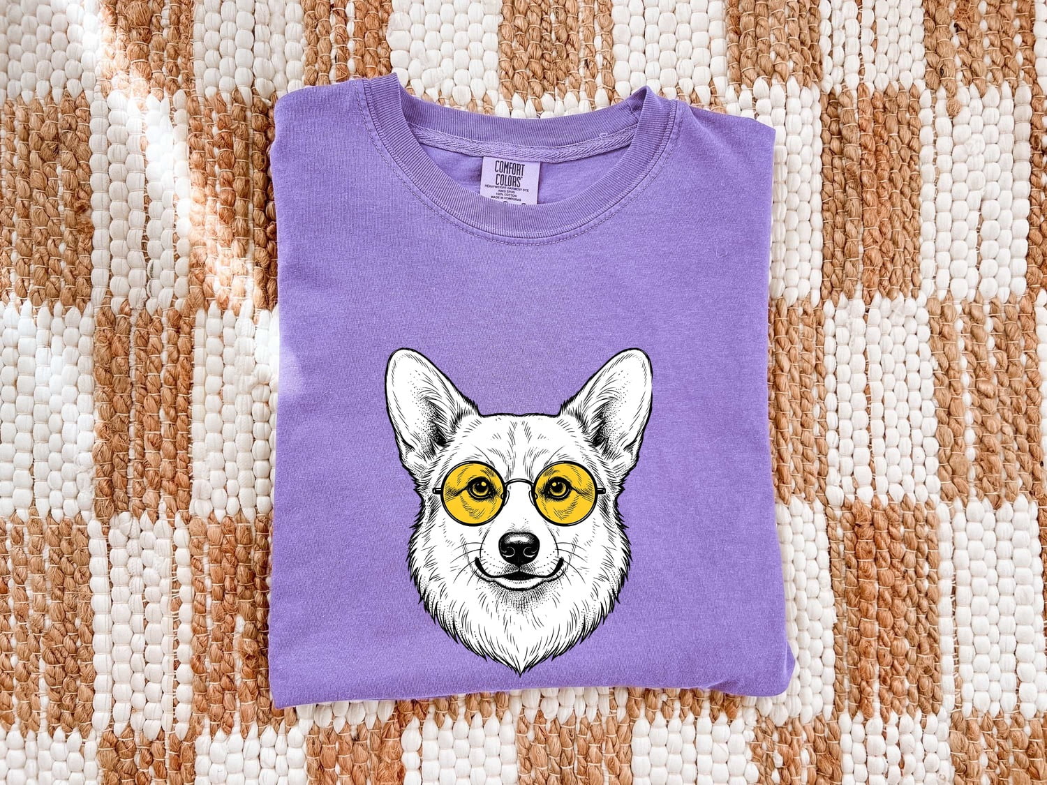 Corgi Shirt for Women – Abstract Cartoon Puppy Ears Graphic Tee