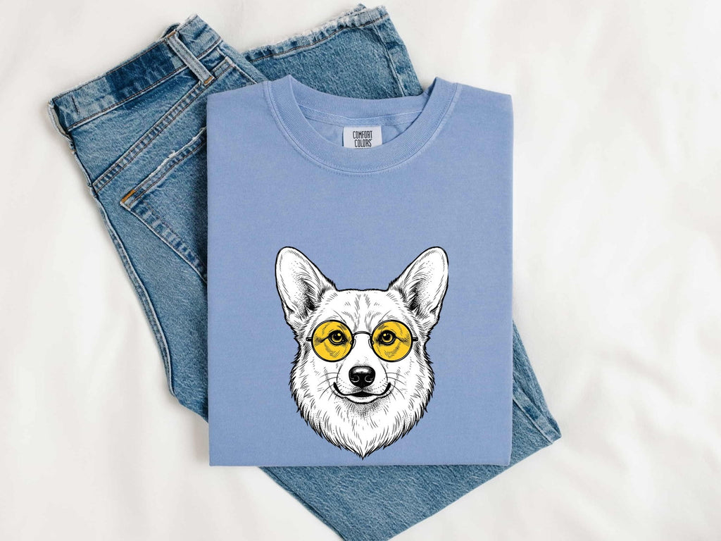 Corgi Shirt for Women – Abstract Cartoon Puppy Ears Graphic Tee