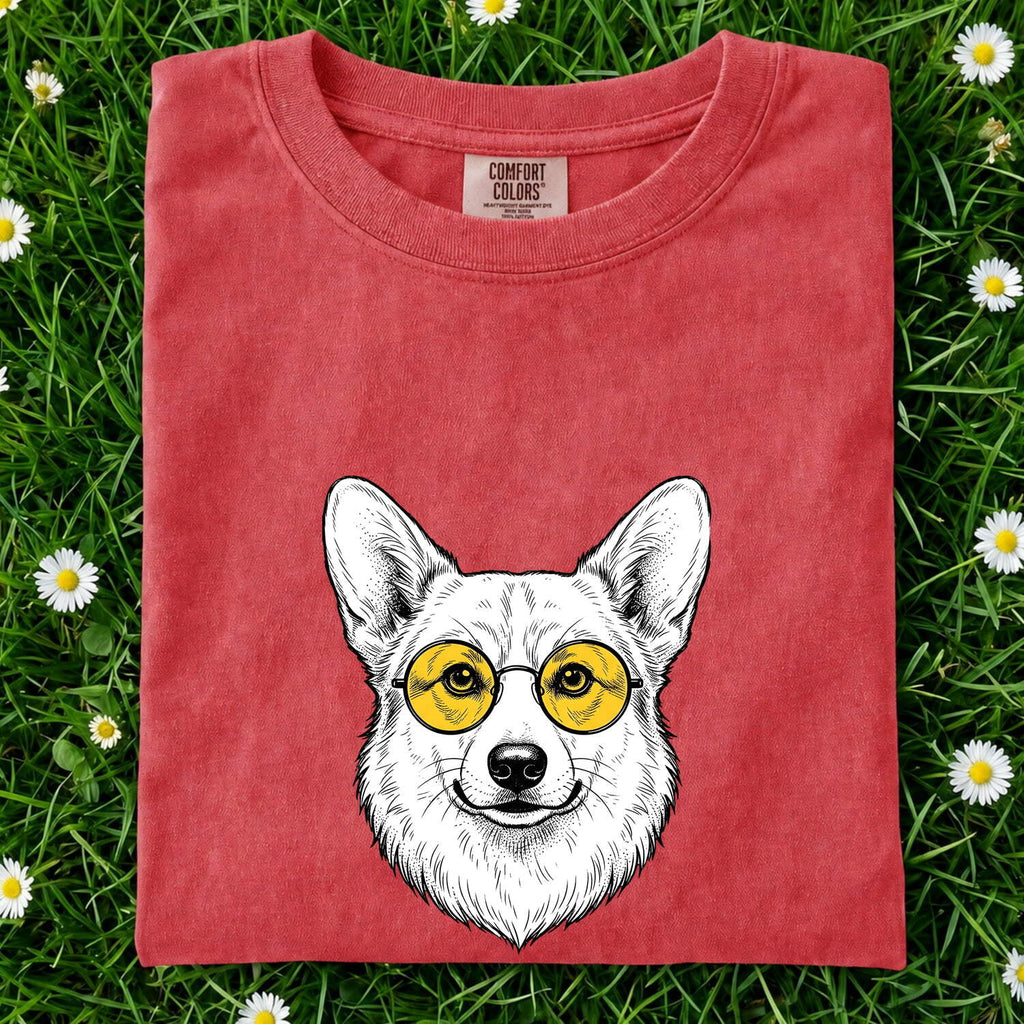 Corgi Shirt for Women – Abstract Cartoon Puppy Ears Graphic Tee