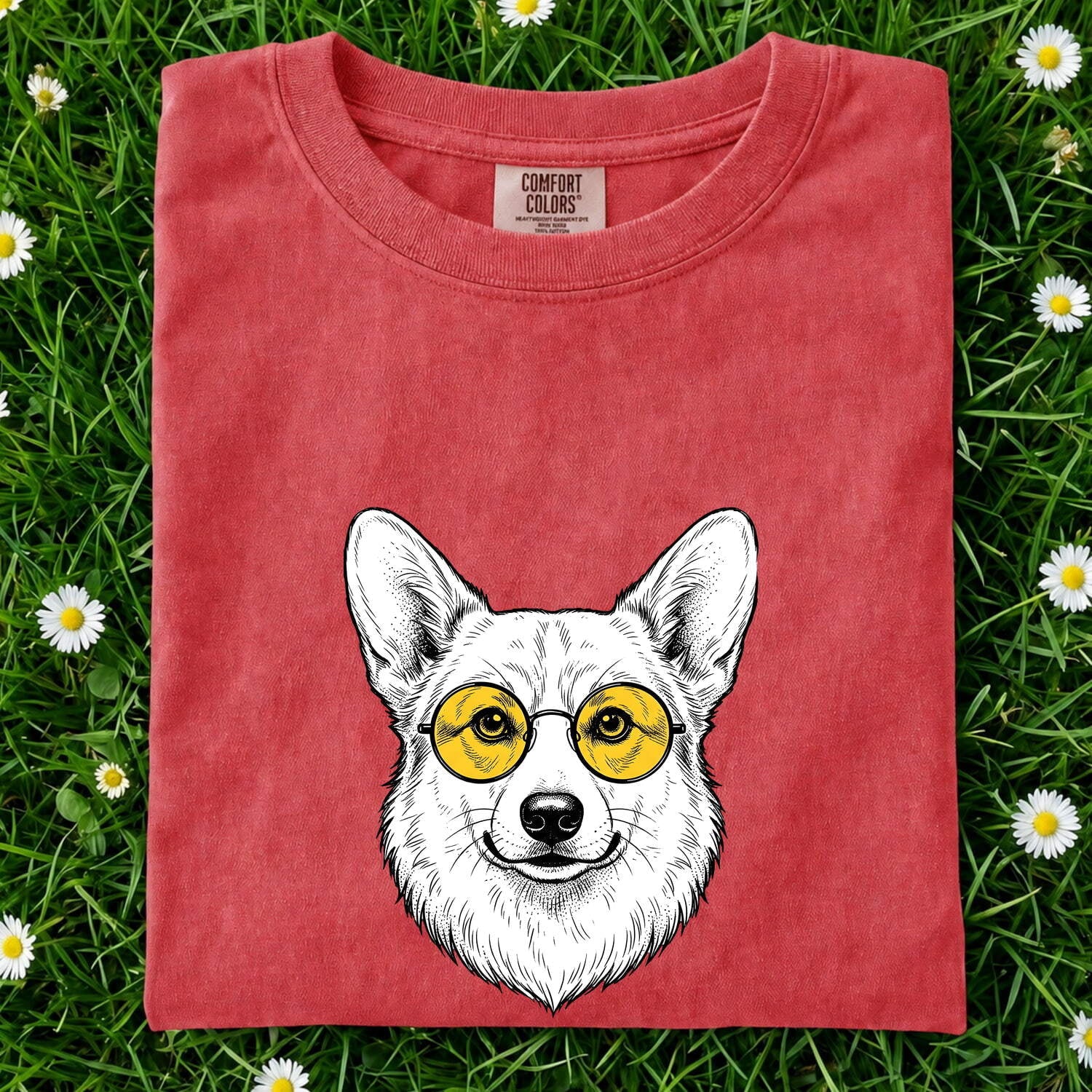 Corgi Shirt for Women – Abstract Cartoon Puppy Ears Graphic Tee