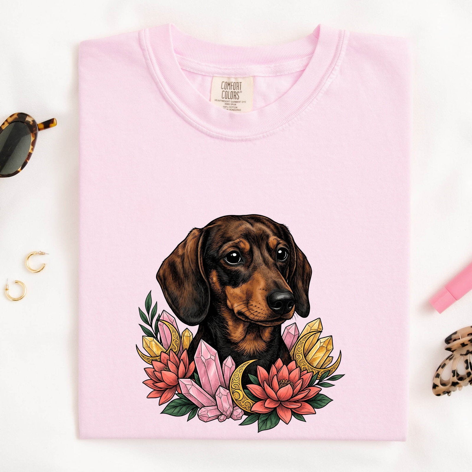 Dachshund Shirt for Women – Boho Garden Wiener Dog Graphic Tee