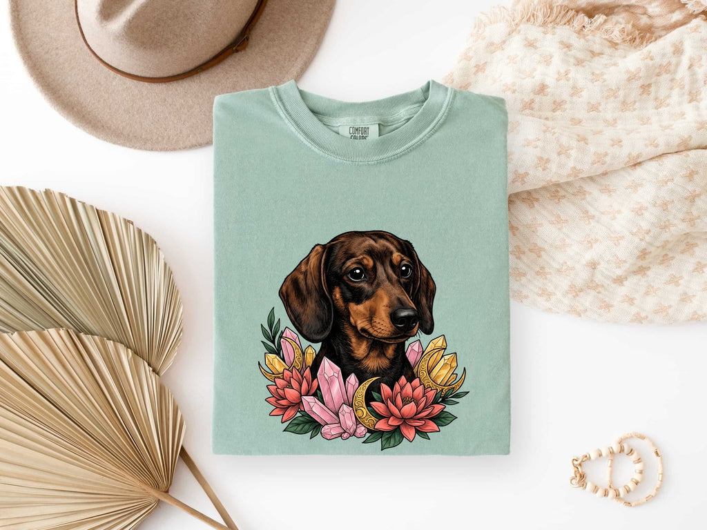 Dachshund Shirt for Women – Boho Garden Wiener Dog Graphic Tee