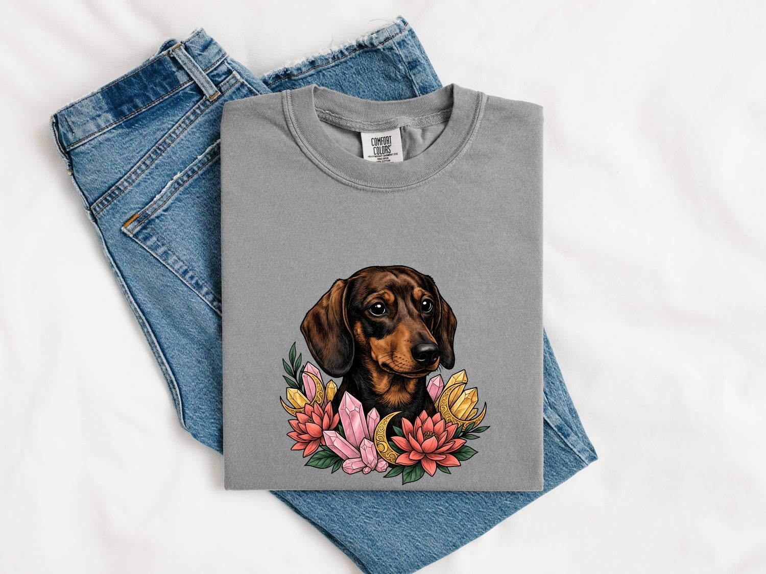 Dachshund Shirt for Women – Boho Garden Wiener Dog Graphic Tee