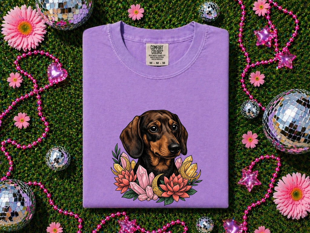 Dachshund Shirt for Women – Boho Garden Wiener Dog Graphic Tee