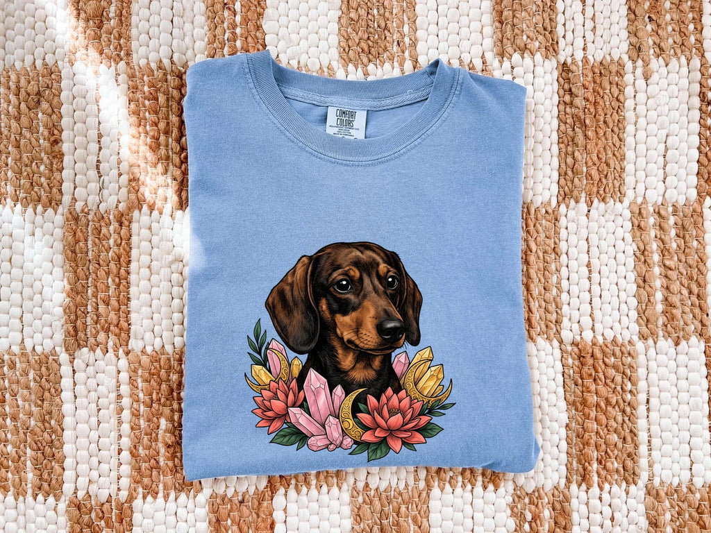 Dachshund Shirt for Women – Boho Garden Wiener Dog Graphic Tee