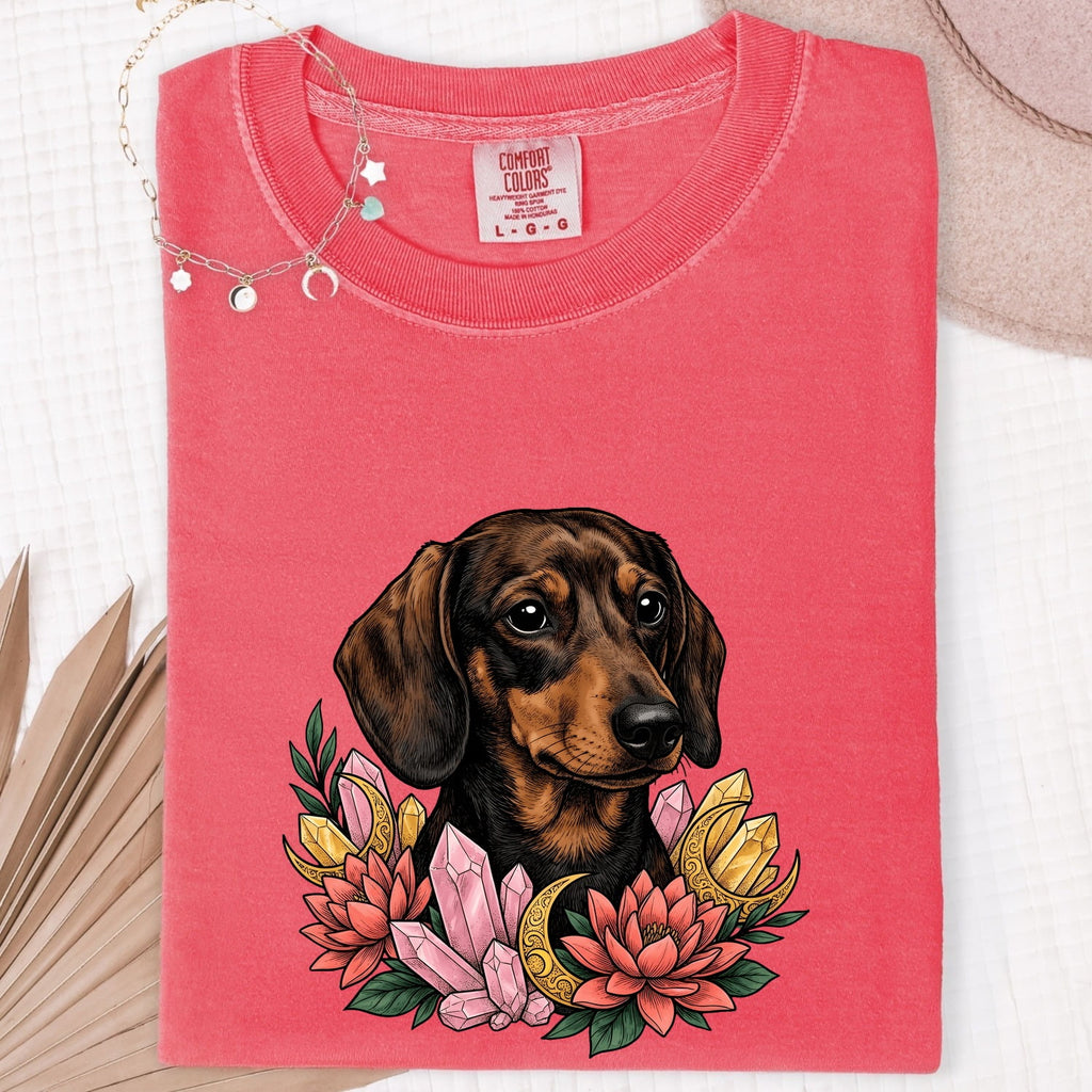 Dachshund Shirt for Women – Boho Garden Wiener Dog Graphic Tee