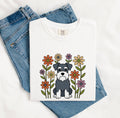 Schnauzer Shirt for Women – Floral Botanical Dog Cartoon Graphic Tee