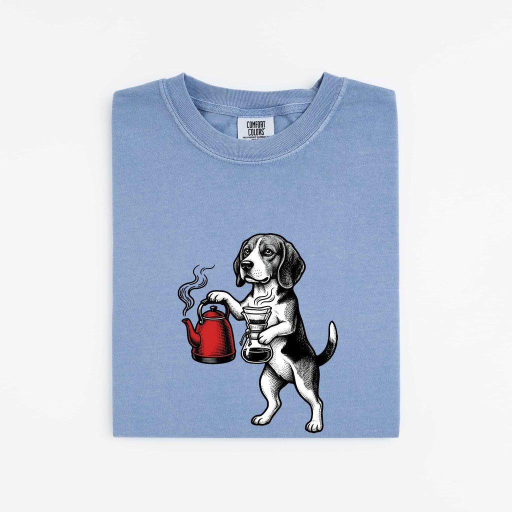Beagle Shirt for Women – Coffee & Dog Line Art Graphic Tee