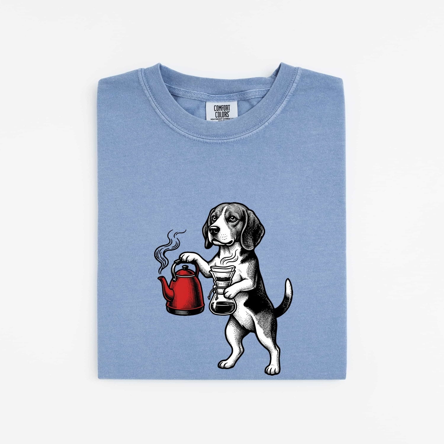 Beagle Shirt for Women – Coffee & Dog Line Art Graphic Tee