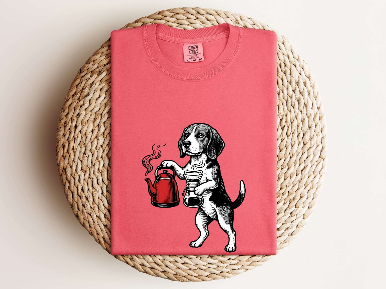 Beagle Shirt for Women – Coffee & Dog Line Art Graphic Tee