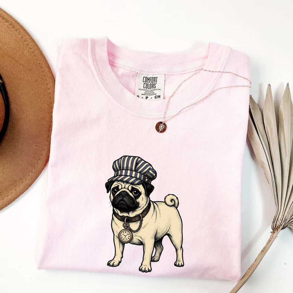 Pug Shirt for Women – Vintage Wildlife Ink Drawing Graphic Tee