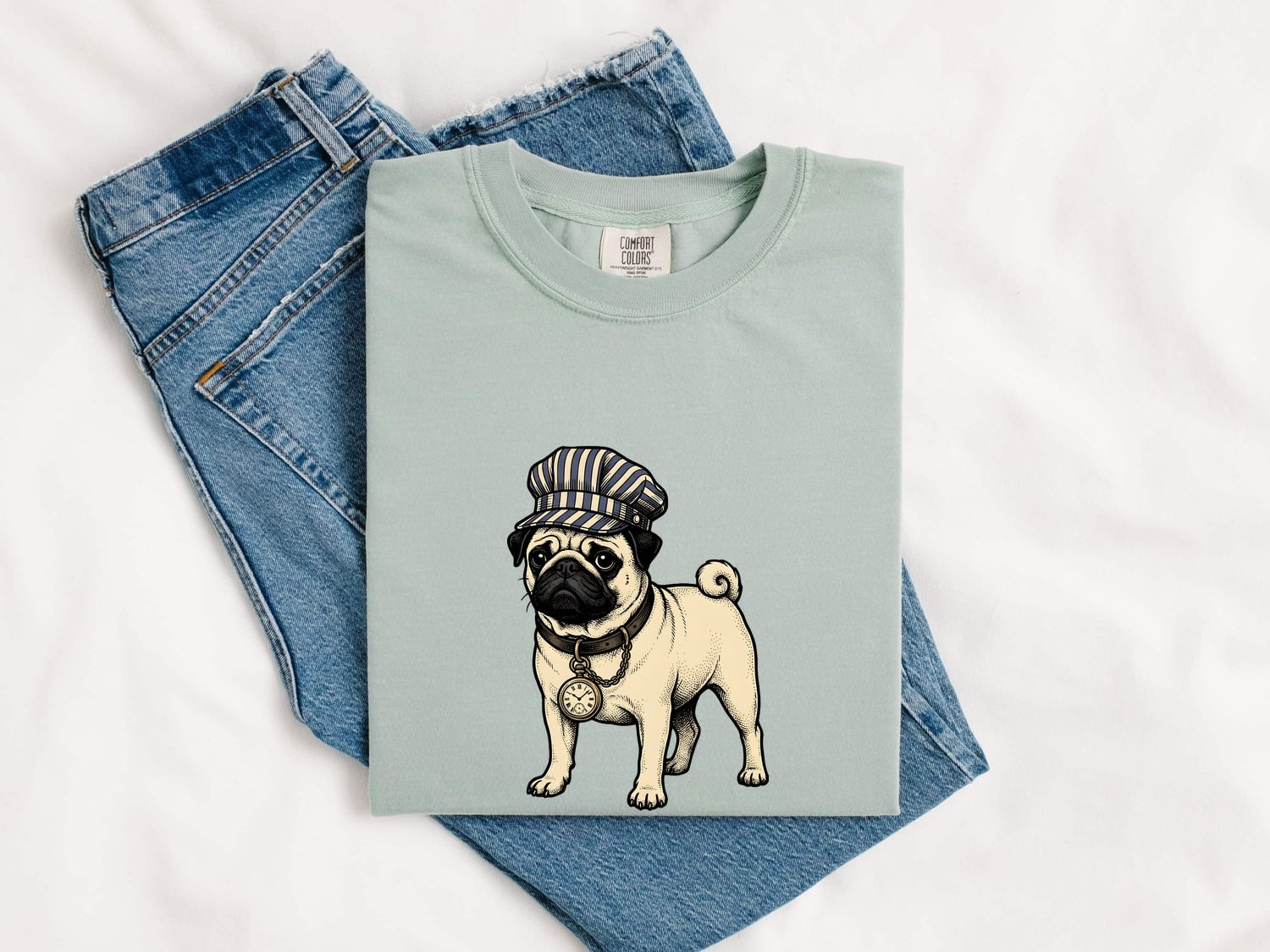 Pug Shirt for Women – Vintage Wildlife Ink Drawing Graphic Tee