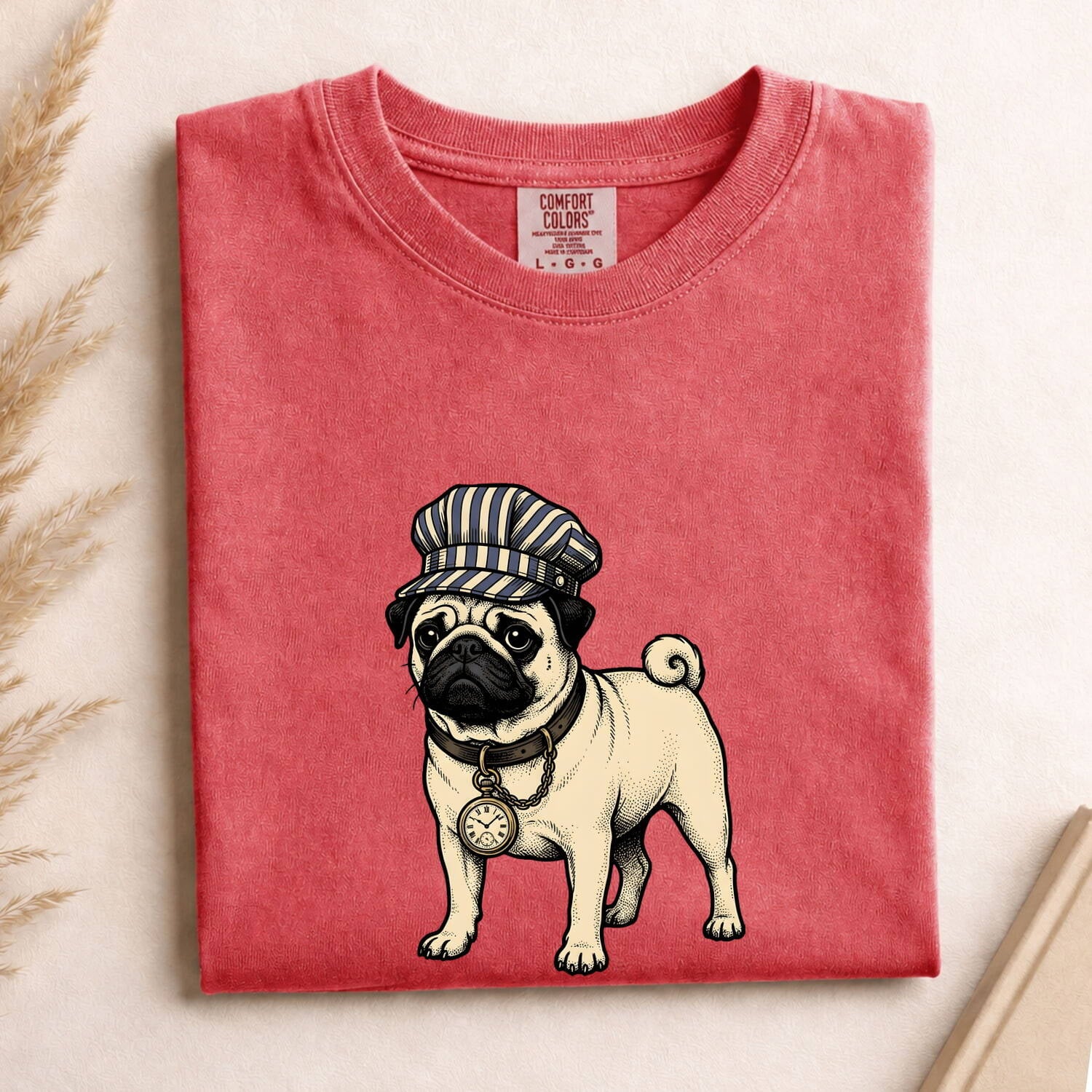 Pug Shirt for Women – Vintage Wildlife Ink Drawing Graphic Tee