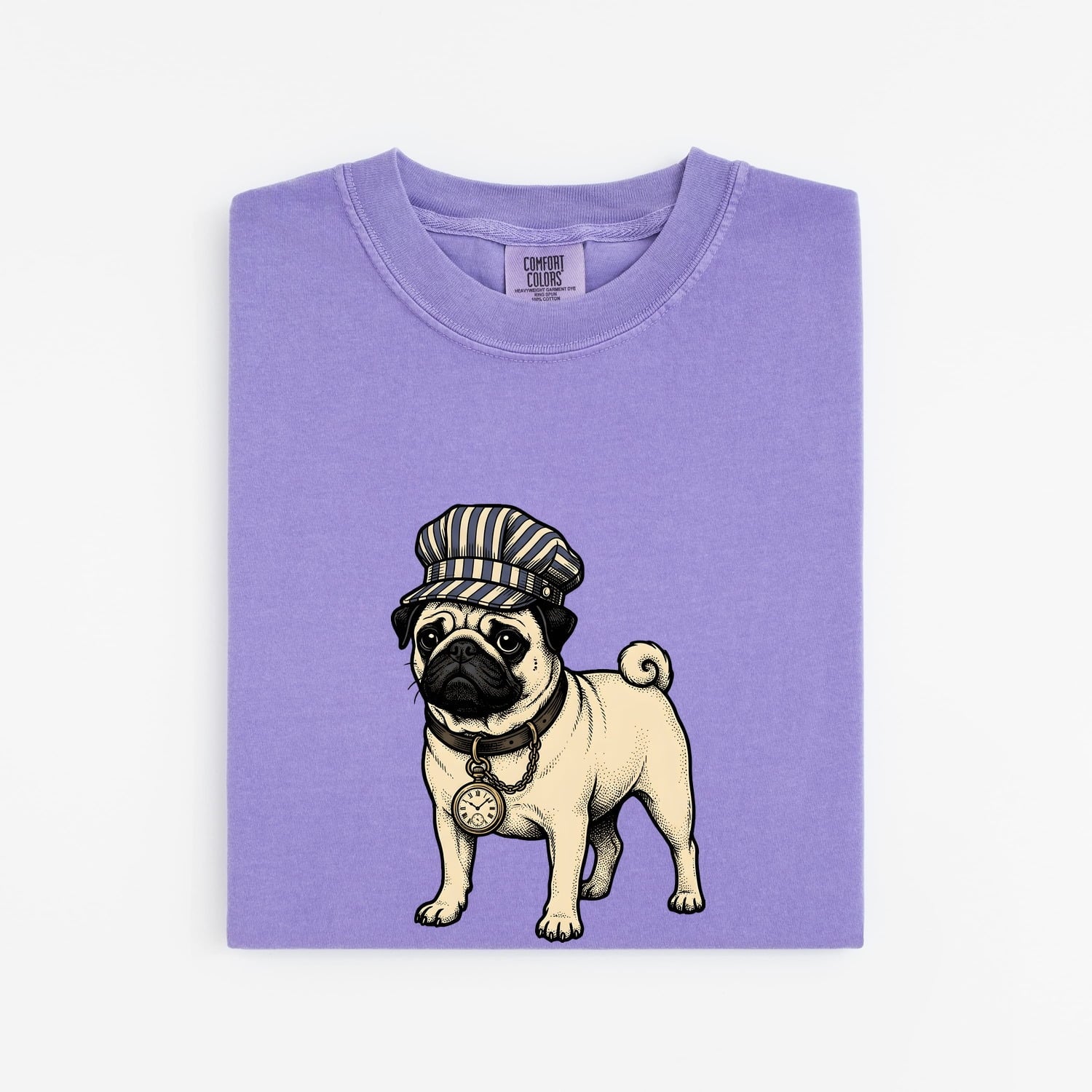 Pug Shirt for Women – Vintage Wildlife Ink Drawing Graphic Tee