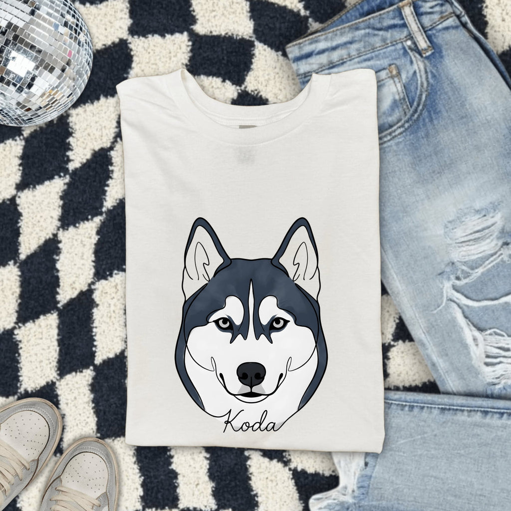 Husky Shirt for Women – Cute Siberian Husky Cartoon Graphic Tee