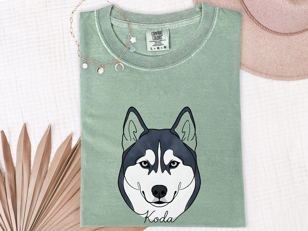 Husky Shirt for Women – Cute Siberian Husky Cartoon Graphic Tee