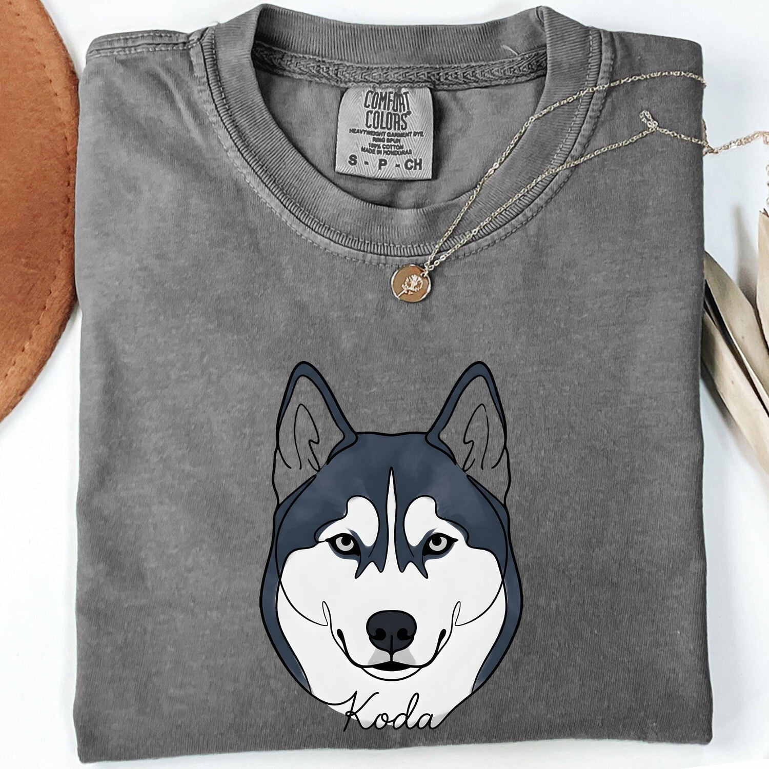 Husky Shirt for Women – Cute Siberian Husky Cartoon Graphic Tee