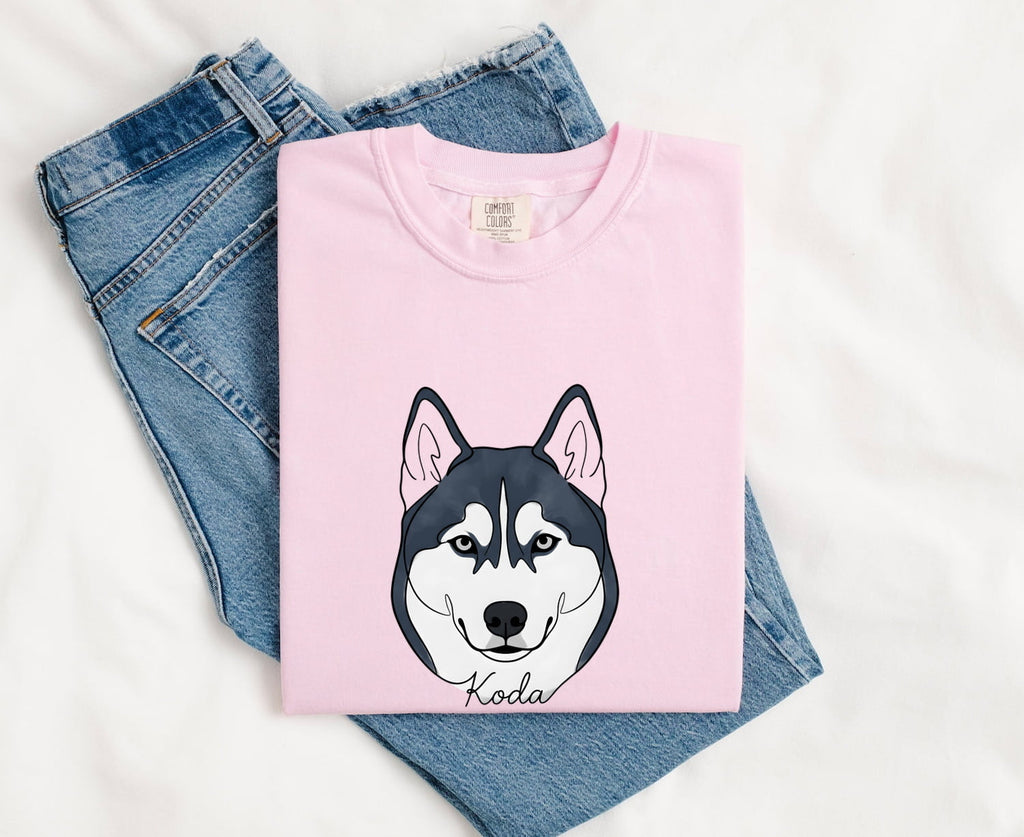 Husky Shirt for Women – Cute Siberian Husky Cartoon Graphic Tee