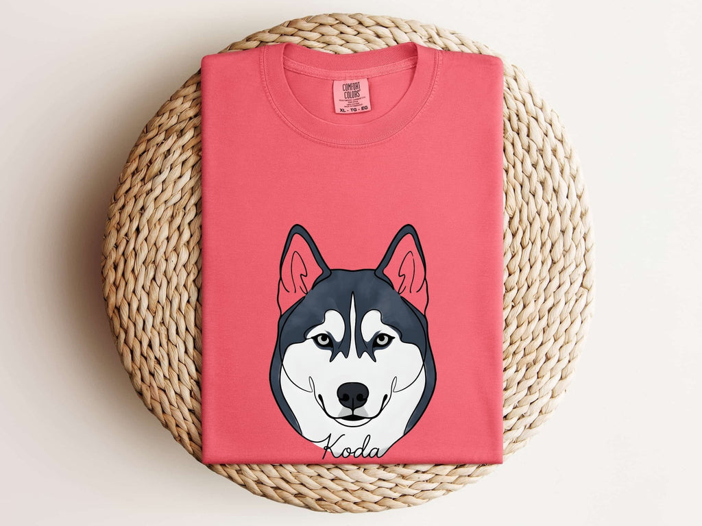 Husky Shirt for Women – Cute Siberian Husky Cartoon Graphic Tee