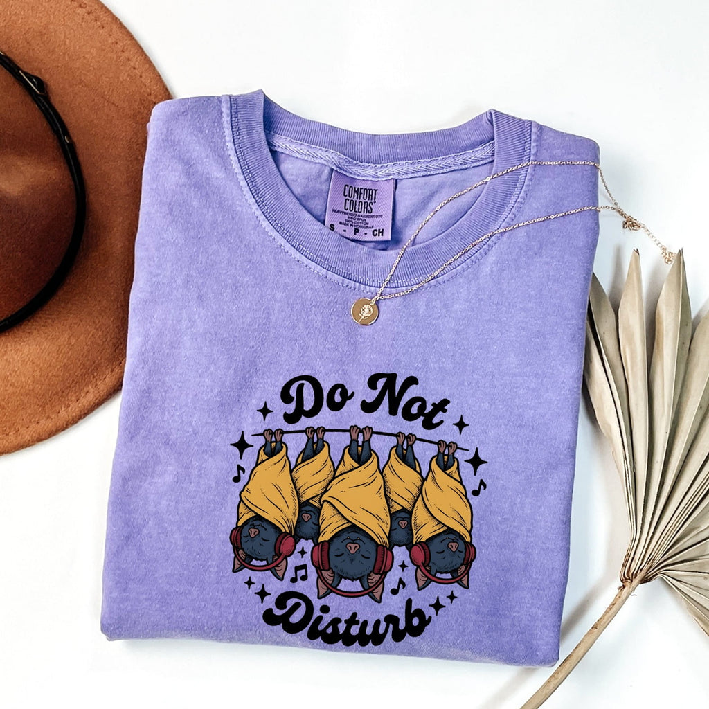 Bats Shirt Halloween Pets Gift Women Illustration Tee Flying Fox T-Shirt Spooky Fan Cartoon Tshirt Animal Graphic Hand Drawn Headphones