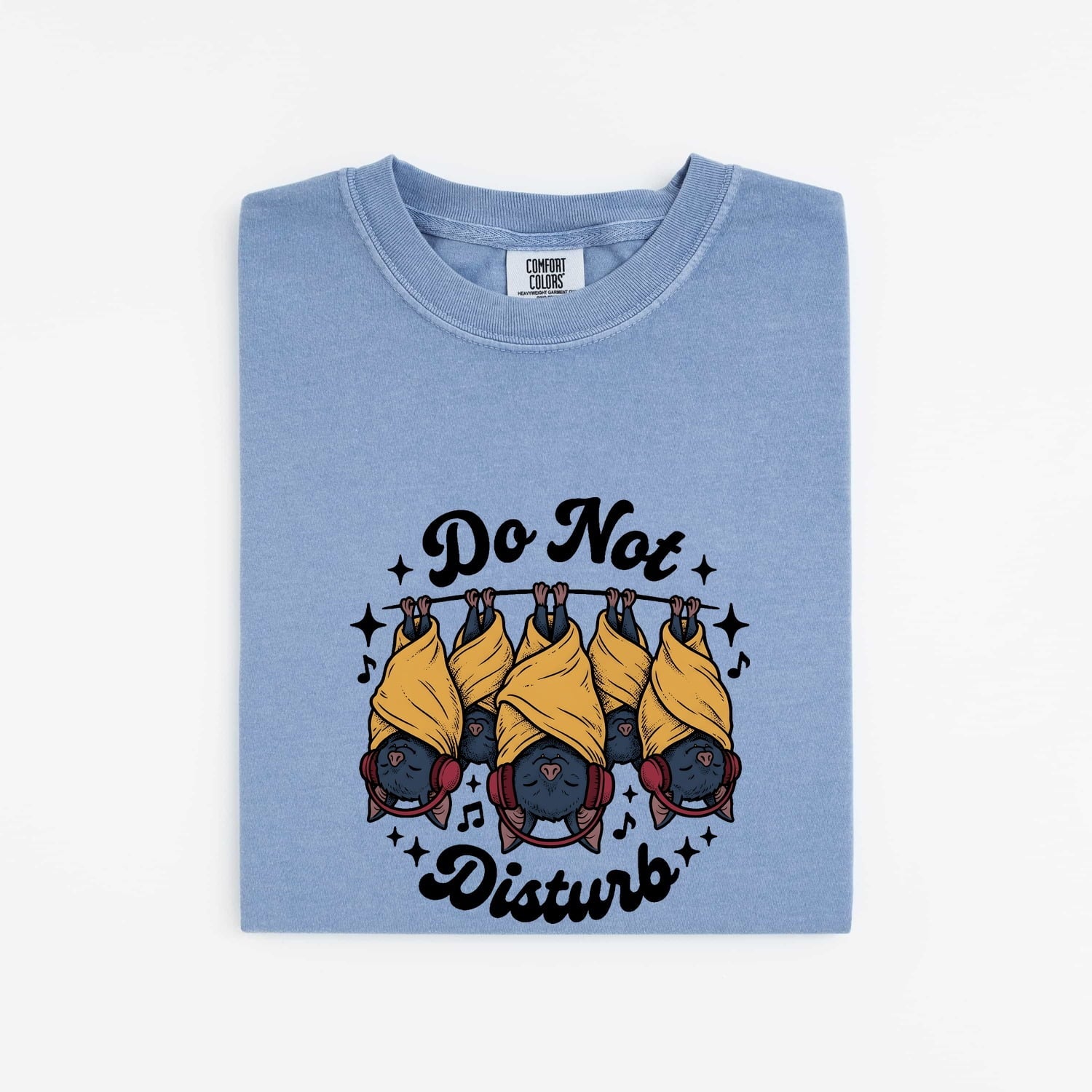Bats Shirt Halloween Pets Gift Women Illustration Tee Flying Fox T-Shirt Spooky Fan Cartoon Tshirt Animal Graphic Hand Drawn Headphones