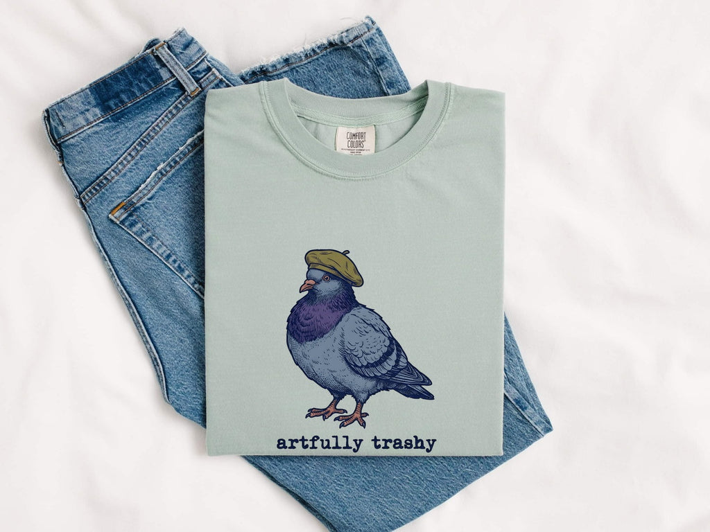 Dove Beret Shirt Cute Pet Gift Women Sketch Tee Beret T-Shirt Adorable Fan Drawing Graphic Retro Cap Tshirt