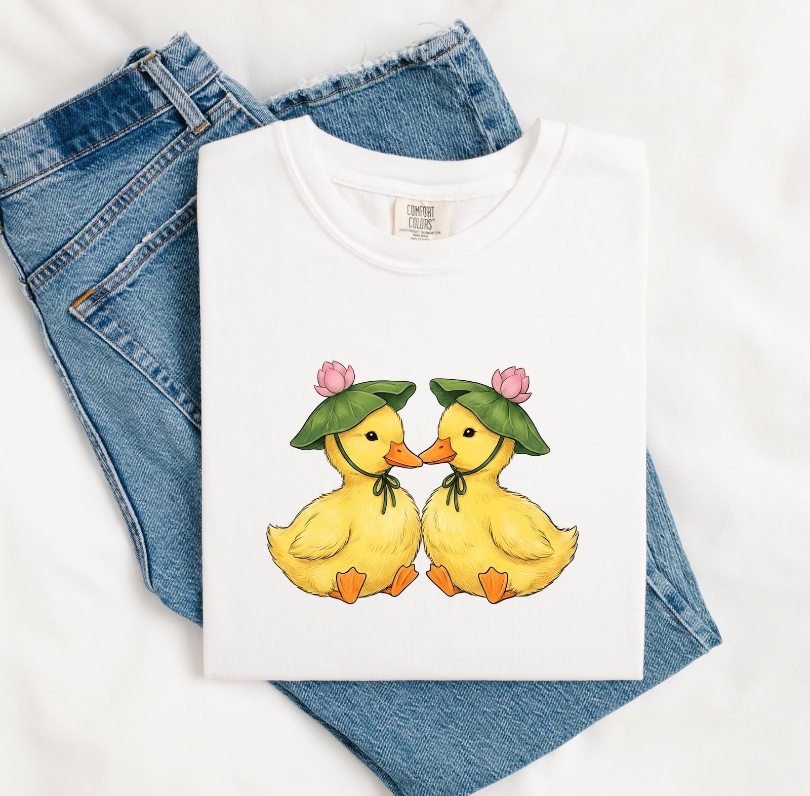 Duck Duo Shirt Cottagecore Pets Gift Women Line Art Tee Ducks T-Shirt Homebody Fan Minimalist Tshirt Animal Graphic Rustic Blossom Hat