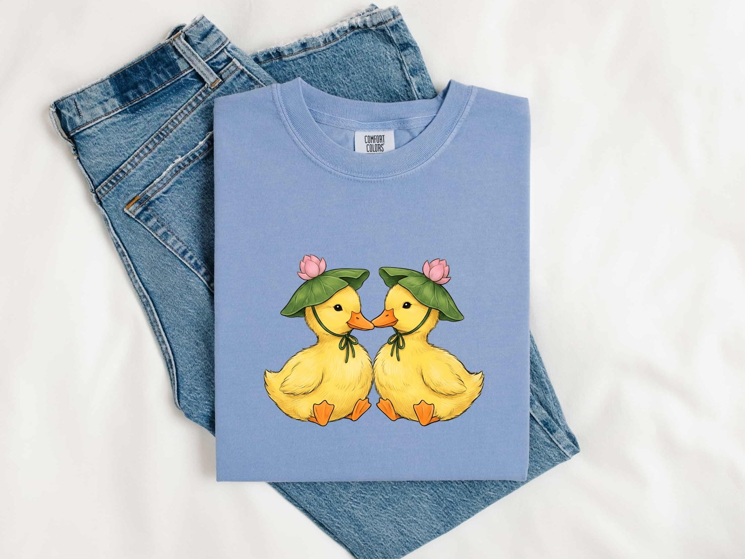 Duck Duo Shirt Cottagecore Pets Gift Women Line Art Tee Ducks T-Shirt Homebody Fan Minimalist Tshirt Animal Graphic Rustic Blossom Hat