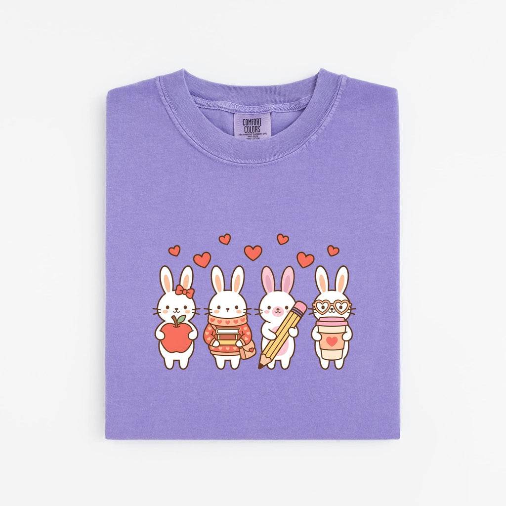 Rabbit Pack Shirt Teacher Pets Gift Women Cute Tee Bunny T-Shirt Educator Enthusiast Adorable Tshirt Animal Graphic Comic Love Symbols