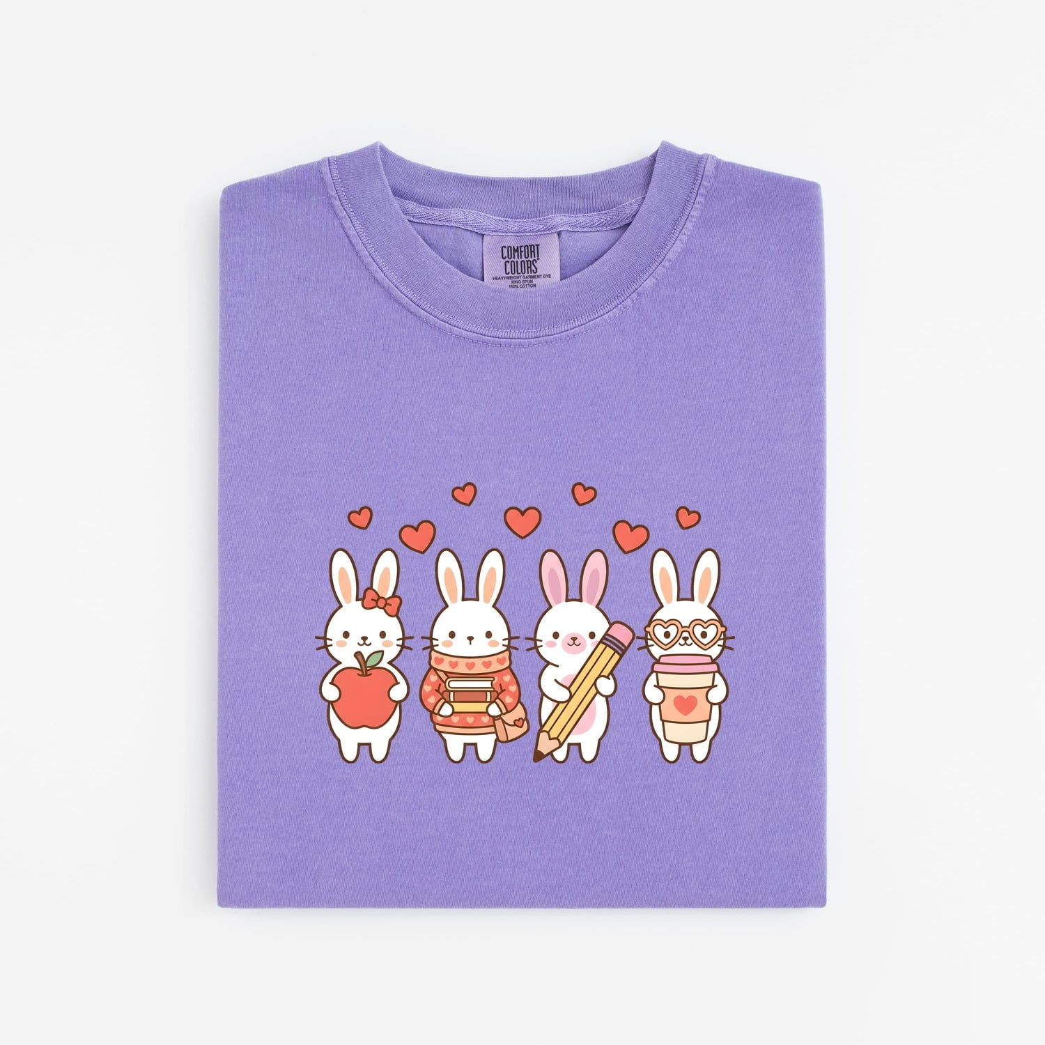 Rabbit Pack Shirt Teacher Pets Gift Women Cute Tee Bunny T-Shirt Educator Enthusiast Adorable Tshirt Animal Graphic Comic Love Symbols