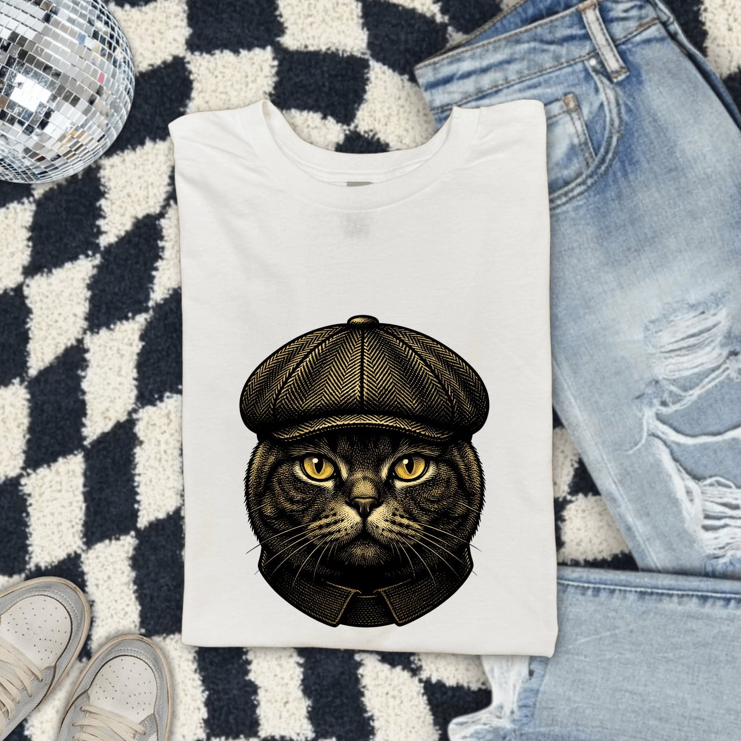 Tabby Cat Shirt for Women – Retro Striped Cat Graphic Tee