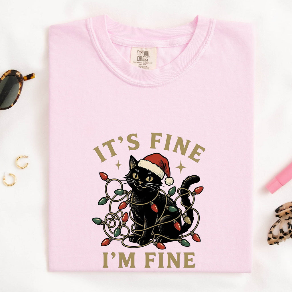 Christmas Kitten Shirt – Holiday Black Cat Graphic Tee for Women