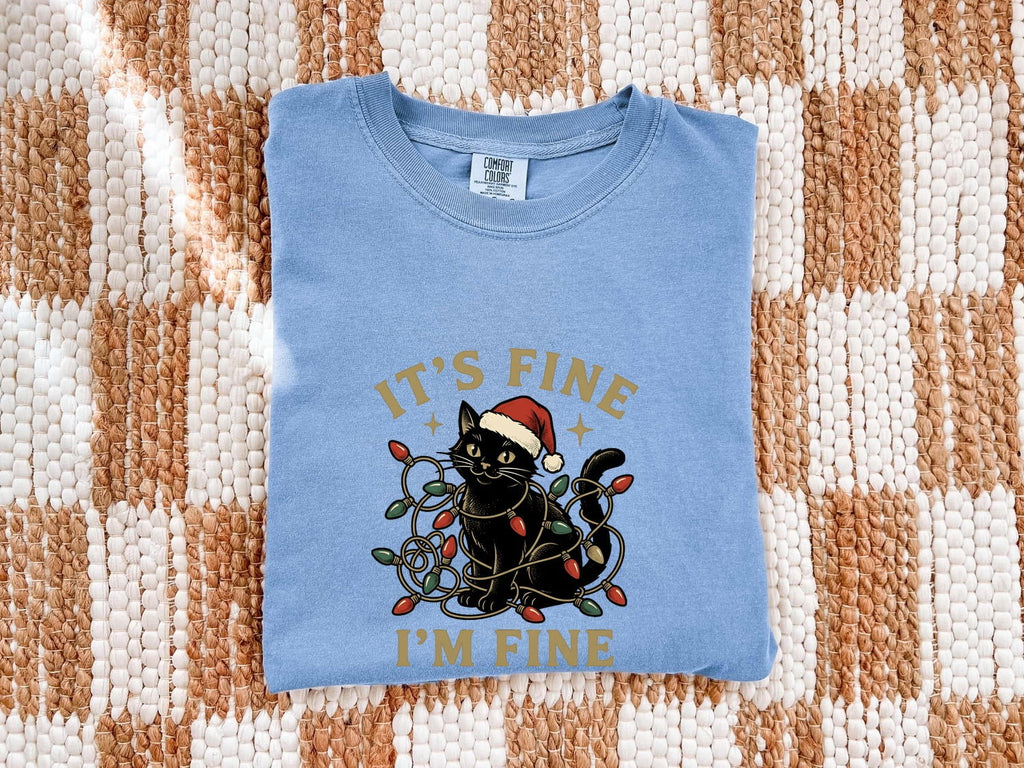 Christmas Kitten Shirt – Holiday Black Cat Graphic Tee for Women