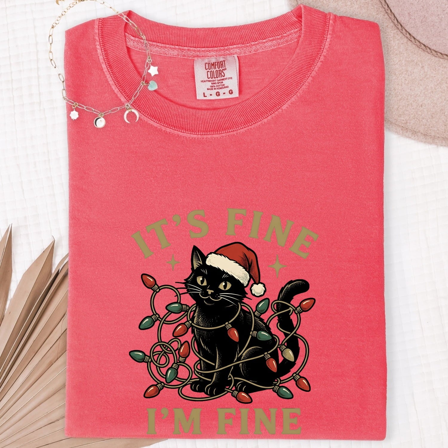Christmas Kitten Shirt – Holiday Black Cat Graphic Tee for Women