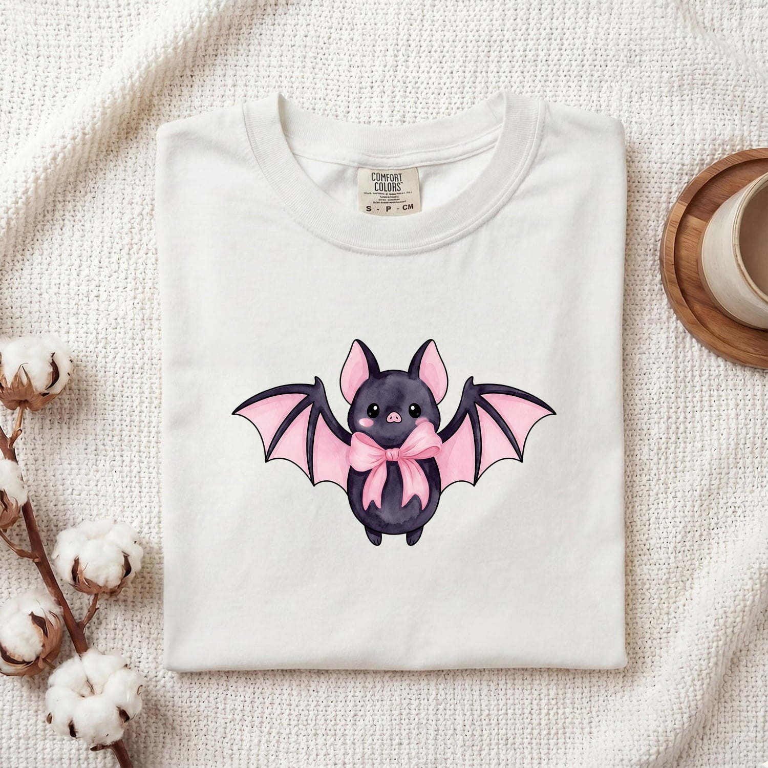 Charming Bat Shirt Halloween Pets Gift Women Anime Tee Flying Fox T-Shirt Spooky Fan Manga Tshirt Animal Graphic Marker Blush Bow Tshirt