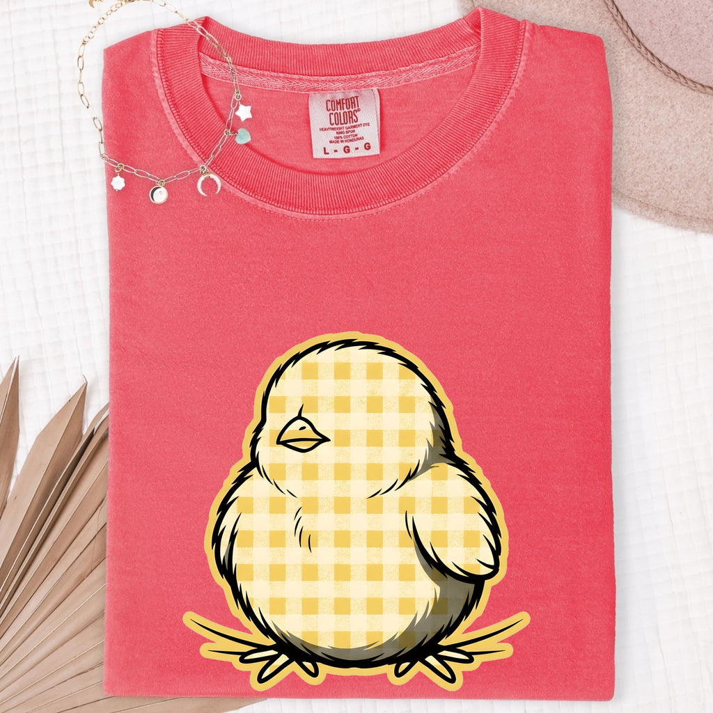 Baby Bird Shirt Easter Pet Gift Women Country Tee Chick T-Shirt Easter Fan Nestling Graphic Rustic Tshirt Classic Gingham Print Tshirt