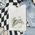Flower Rabbit Shirt Easter Pet Gift Women Paint Tee Bunny T-Shirt Easter Fan Artistic Tshirt Animal Graphic Retro Watch Tshirt