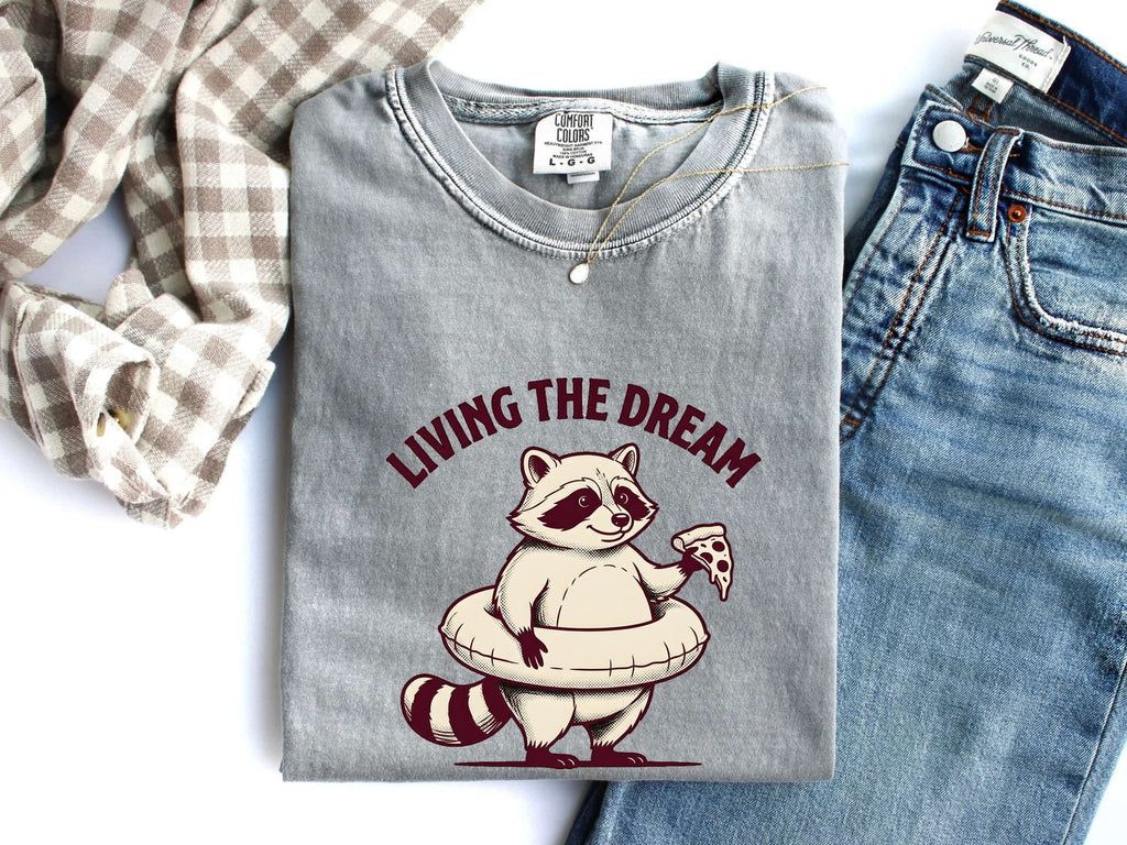 Raccoon Pizza Shirt Funny Pet Gift Women Anime Tee Pizza T-Shirt Humor Fan Cartoon Tshirt Animal Graphic Hand Drawn Pool Ring Tshirt