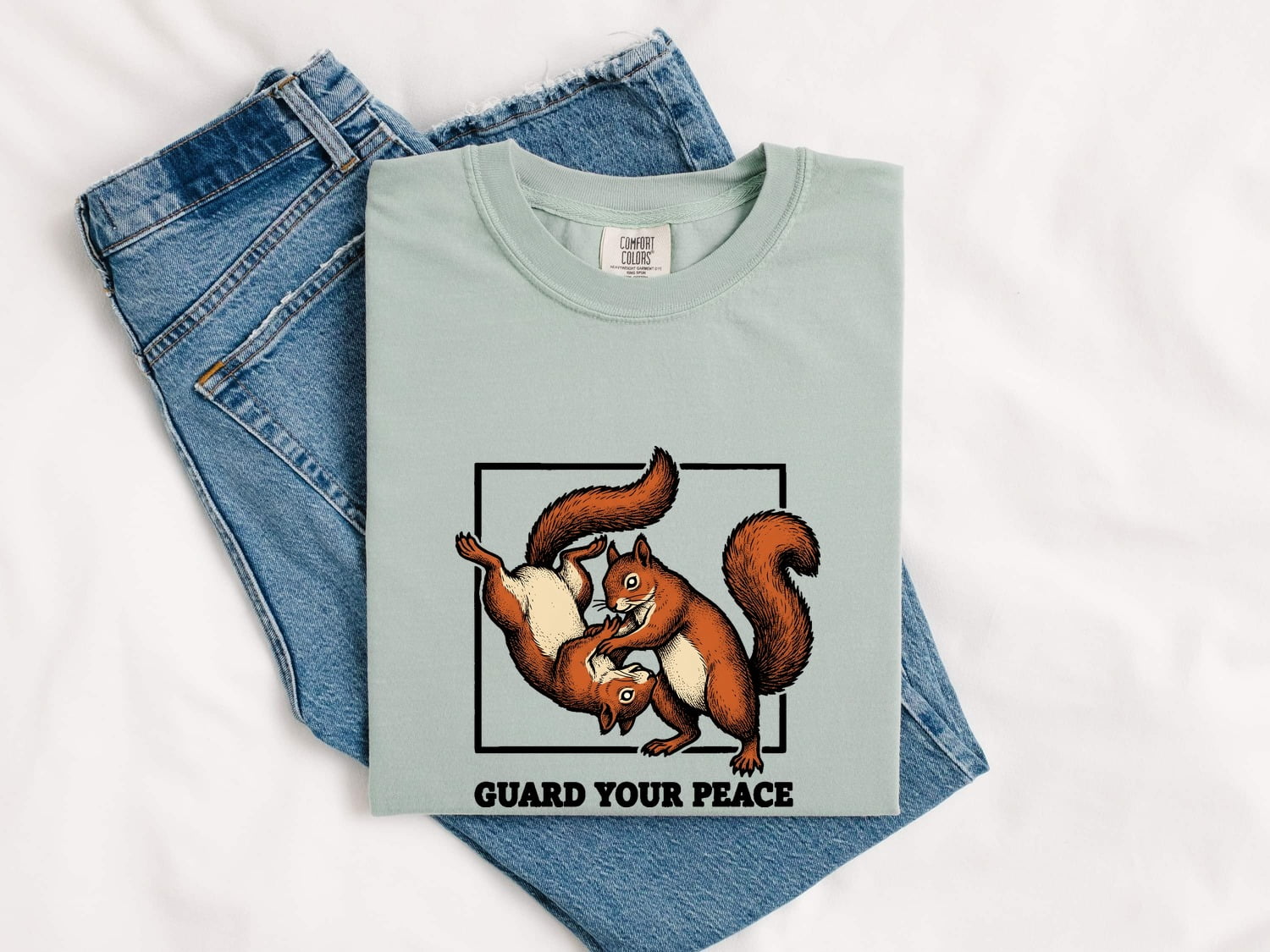 Fighting Squirrels Shirt Funny Pet Gift Women Retro Tee Squirrel T-Shirt Humor Fan Vintage Tshirt Animal Graphic Sketch Creature Tshirt