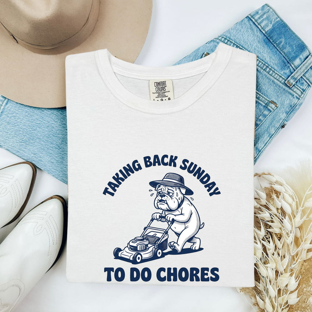 Bulldog Shirt for Women – Funny Lawn Mower Dog Cartoon Graphic Tee