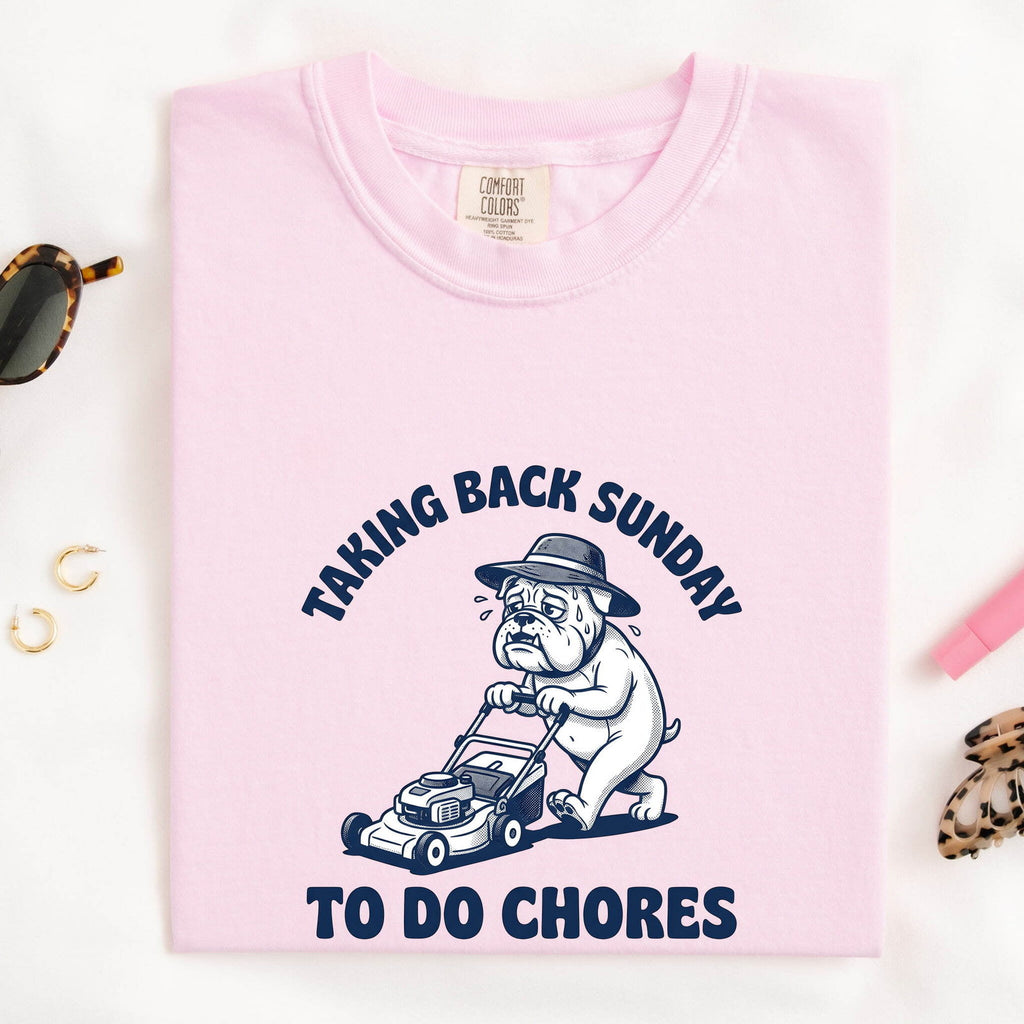 Bulldog Shirt for Women – Funny Lawn Mower Dog Cartoon Graphic Tee