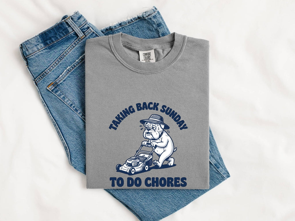 Bulldog Shirt for Women – Funny Lawn Mower Dog Cartoon Graphic Tee