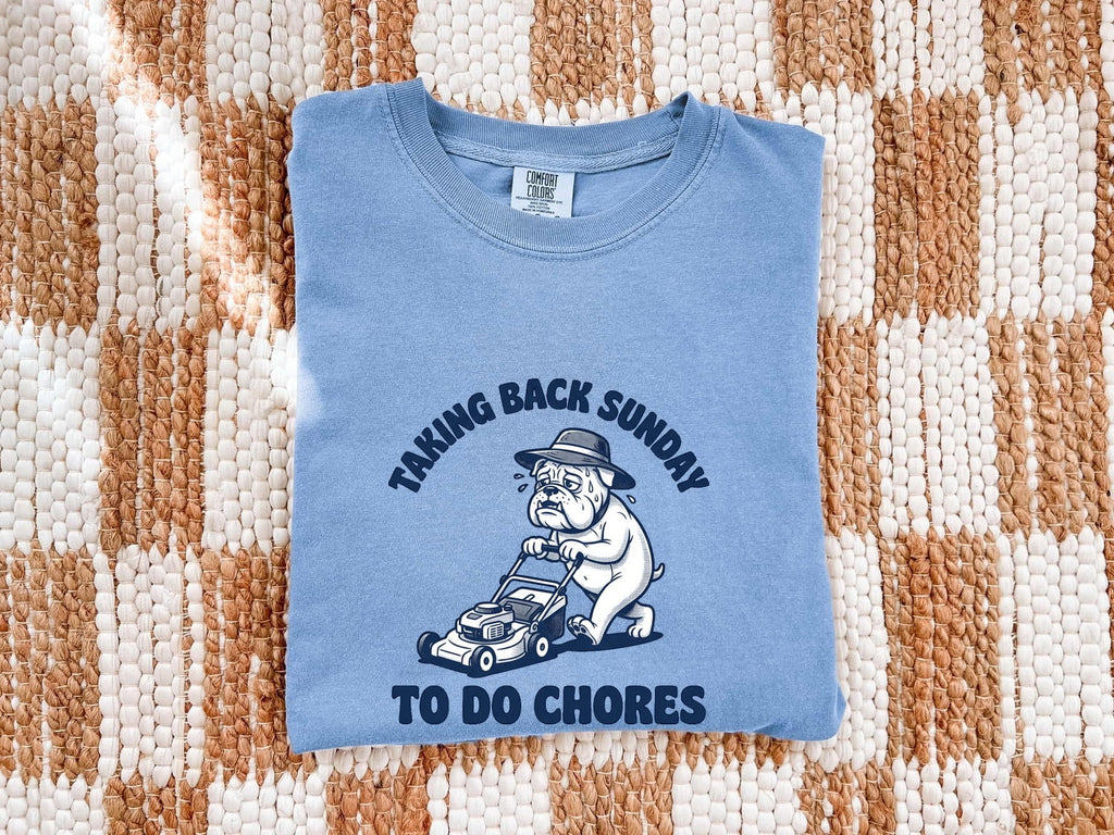 Bulldog Shirt for Women – Funny Lawn Mower Dog Cartoon Graphic Tee