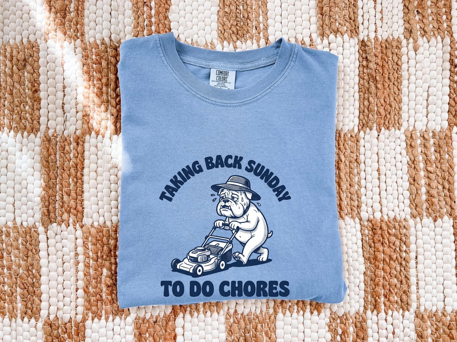 Bulldog Shirt for Women – Funny Lawn Mower Dog Cartoon Graphic Tee