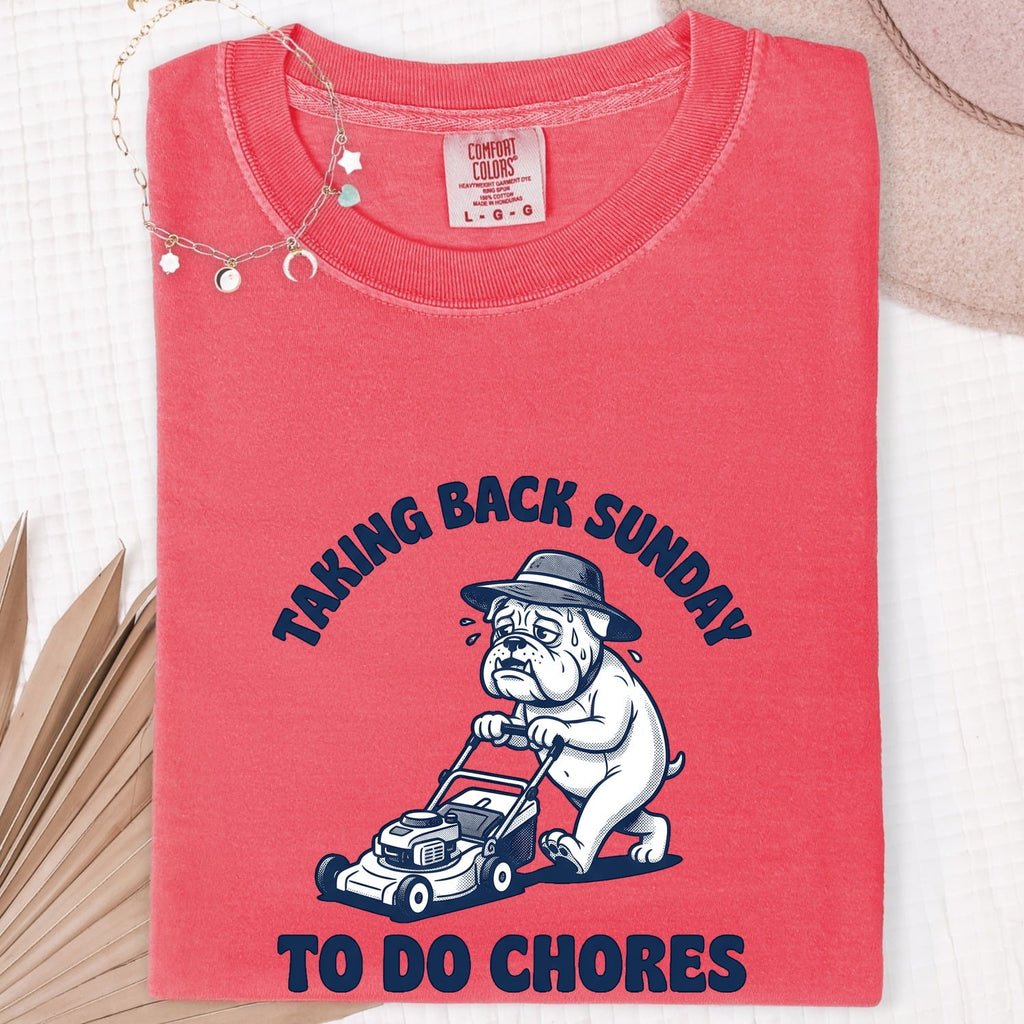 Bulldog Shirt for Women – Funny Lawn Mower Dog Cartoon Graphic Tee