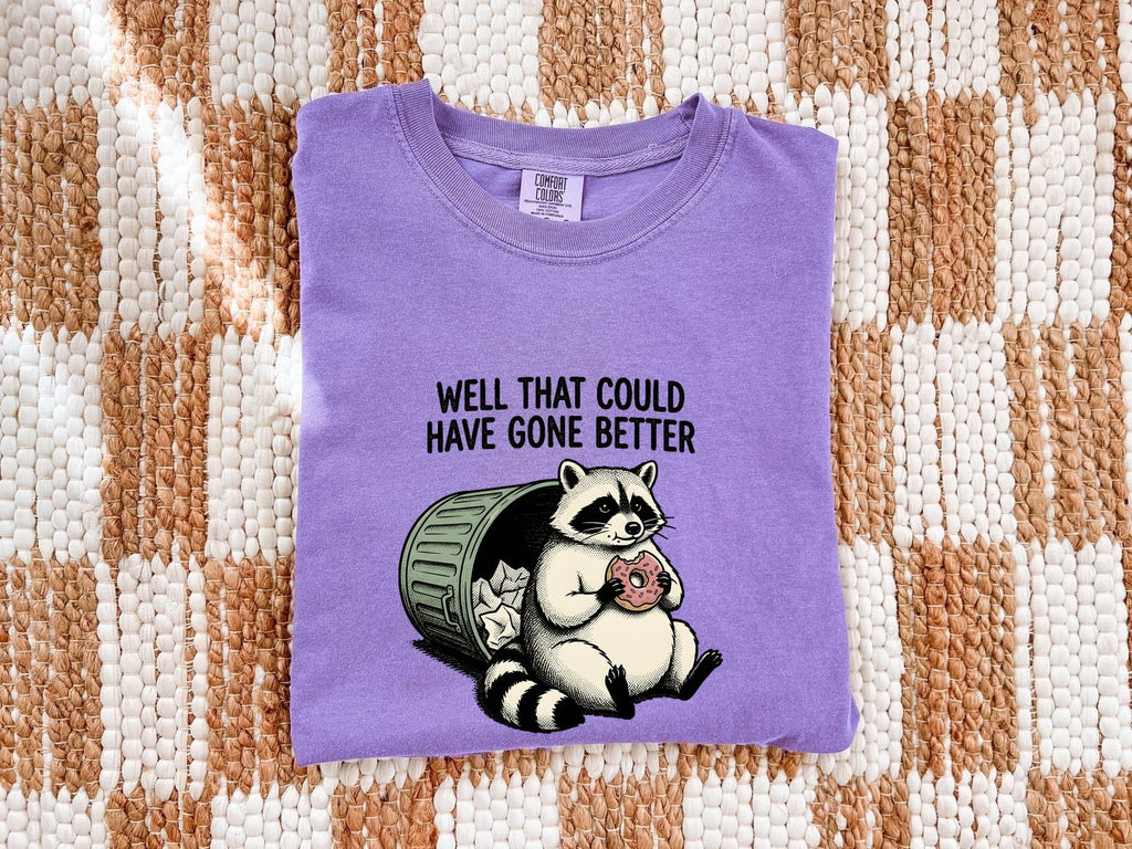 Raccoon Sweet Shirt Funny Pets Gift Women Sketch Tee Raccoon T-Shirt Humor Fan Doodle Tshirt Animal Graphic Line Art Trash Bin Tshirt
