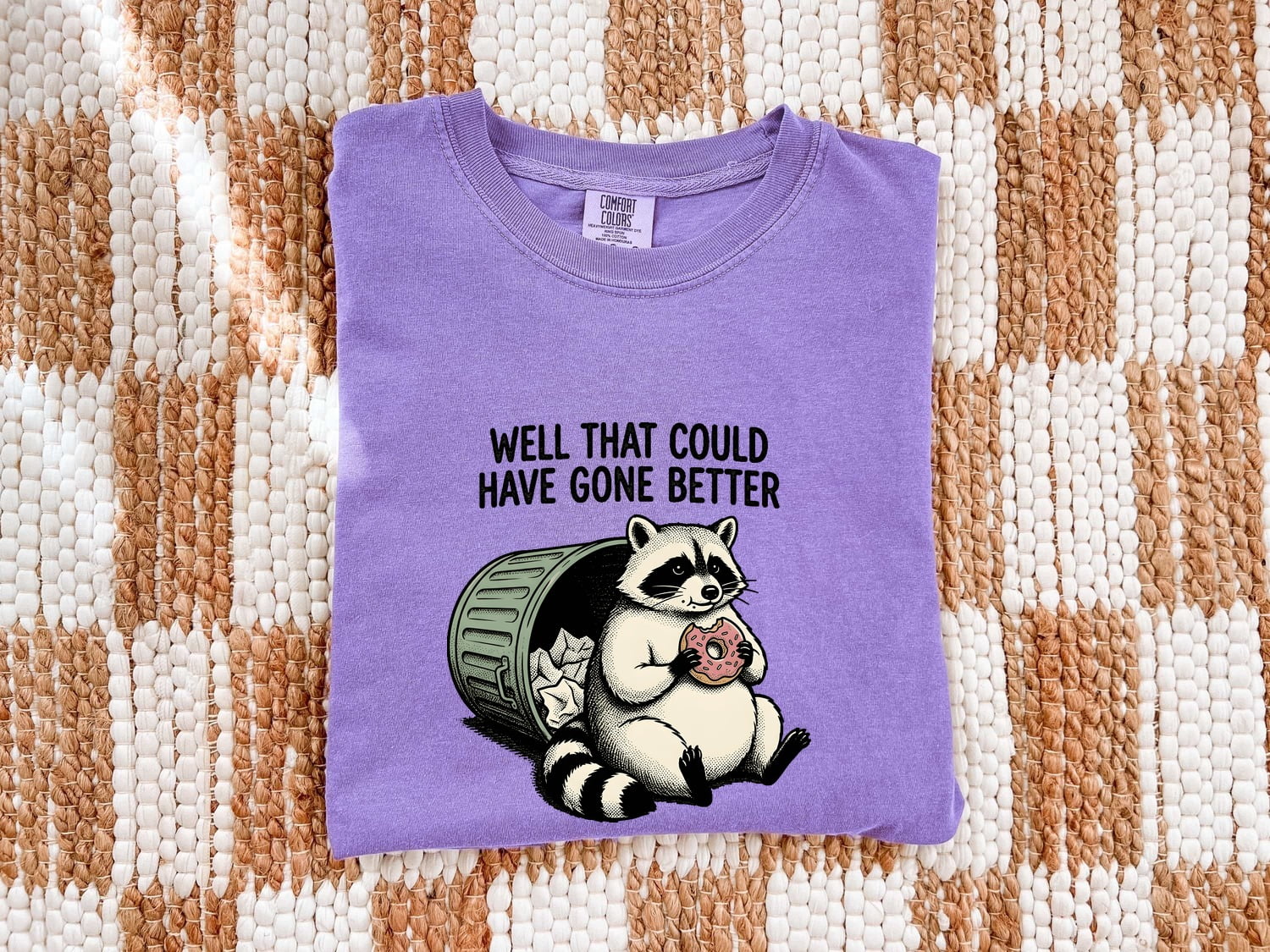 Raccoon Sweet Shirt Funny Pets Gift Women Sketch Tee Raccoon T-Shirt Humor Fan Doodle Tshirt Animal Graphic Line Art Trash Bin Tshirt