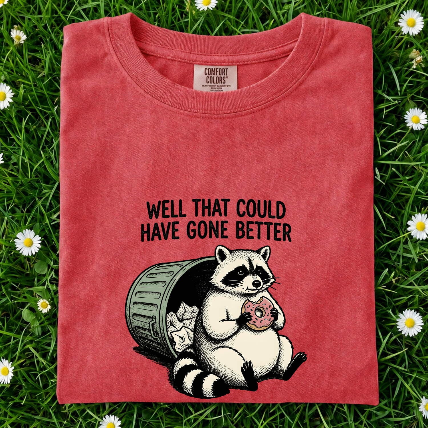 Raccoon Sweet Shirt Funny Pets Gift Women Sketch Tee Raccoon T-Shirt Humor Fan Doodle Tshirt Animal Graphic Line Art Trash Bin Tshirt