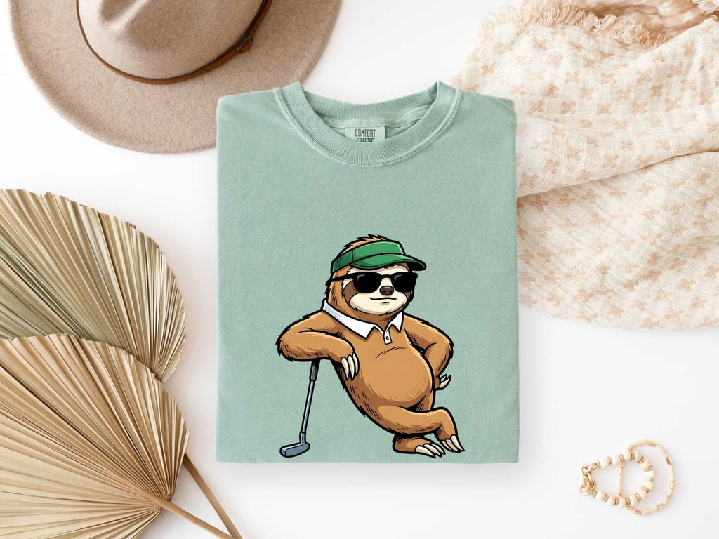 Sloth Golf Shirt Sports Pets Gift Women Doodle Tee Golfing t-shirt Athlete Fan Animal Graphic Tshirt Sketch Eyewear Tshirt